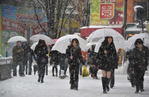 Японию парализовал сильный снегопад
